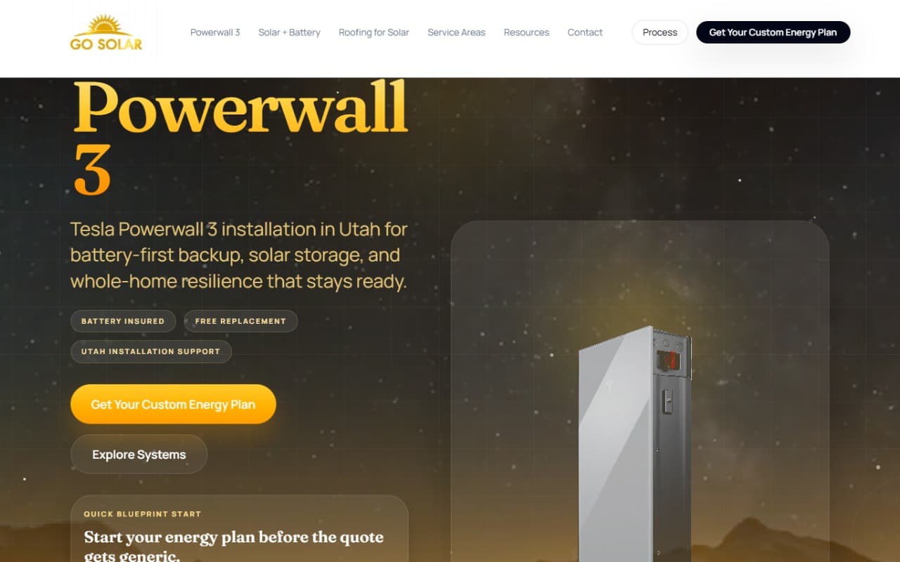 Go Solar Powered website screenshot