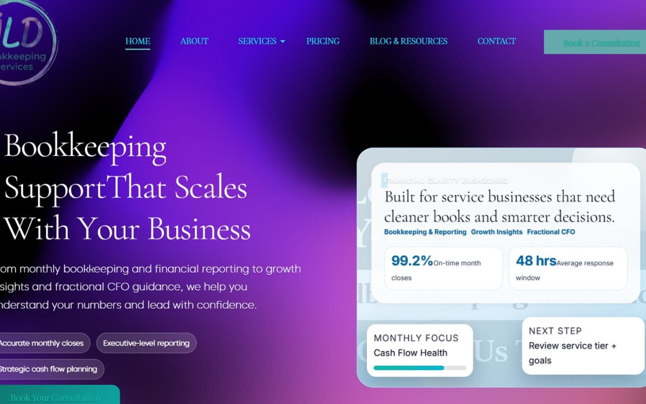 JLD Bookkeeping website screenshot