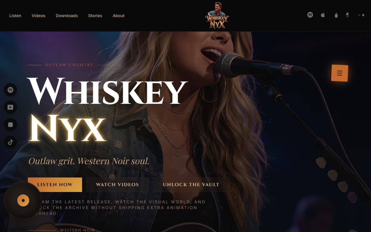 Whiskey Nyx website screenshot